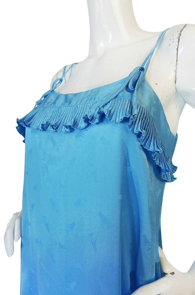 1970s Blue Zandra Rhodes Lingerie Dress