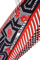 1960s Dramatic Cotton Print Red Maxi Dress