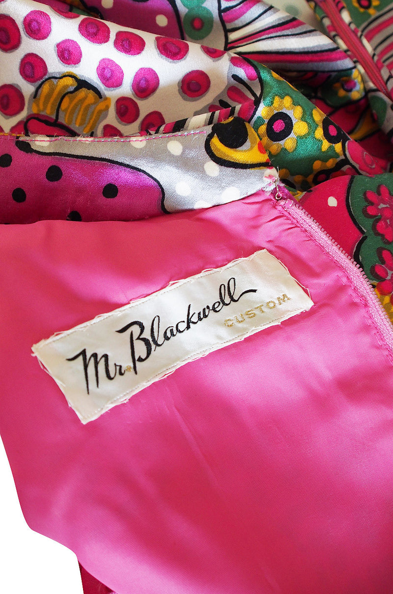 1960s Mr Blackwell Custom PInk Print Maxi Dress