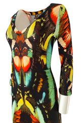 2014 Jean Paul Gaultier Butterfly Stretch Jersey Maxi Dress