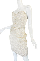 1980s Zandra Rhodes Gold & Cream Bustier Skirt Set