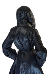 1980s OMO Norma Kamali Black Sleeping Bag Coat with Hood