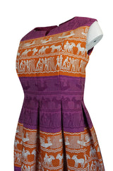 1960s Richard Tam Jon Mandl Unusual Brocade Print Dress