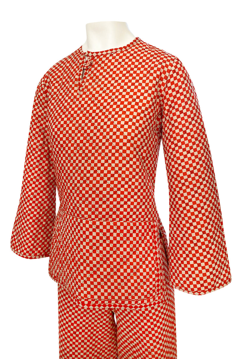 Rare 1971 Marion Foale and Sally Tuffin Red & White Check 'Pajama' Pant Set