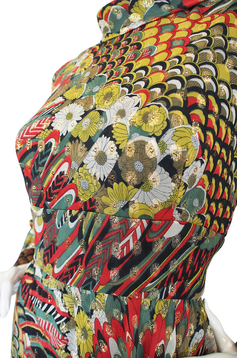1960s Oscar de la Renta attr. Peacock Maxi Dress