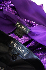 Insane 1980s Escada Purple Sequin Stirrup Pants & Sash