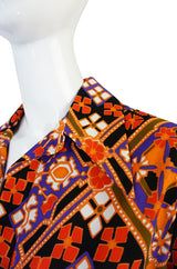 Chic 1970s Belted Coral Print Lanvin Shirt Dress