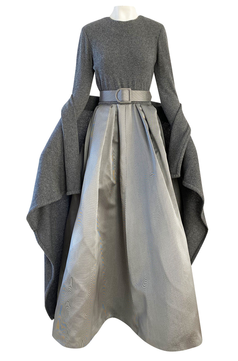 oscar de la renta grey dress Oscar de la Renta Silver Sequin Scallops with Crystals