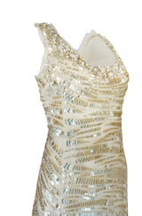 Resort 2008 Oscar de la Renta Runway Muted Gold Paillette & Beaded Dress on Silk Net