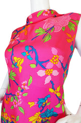 1970s Vibrant Pink Silk Twill Adele Simpson Dress