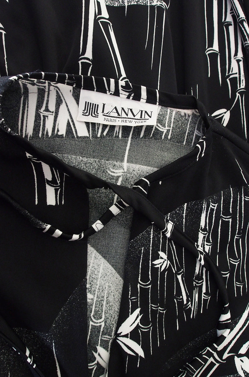 1970s Lanvin Black & White Print Jersey Caftan