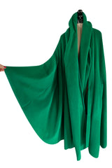Fabulous Recent Balenciaga Vivid Green Felted Wool Cape w Hood & Front Panels