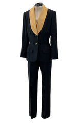 Incredible Fall 2000 Givenchy by Alexander McQueen Haute Couture Runway Pinstripe Three Piece Suit