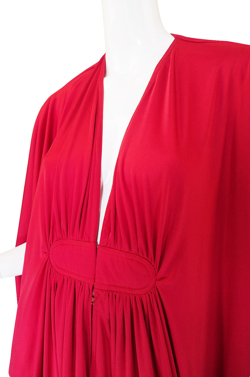 1970s Rare Red Yuki Caftan Gown