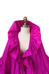 1970s Christian Dior Silk Pink Fuschia Ruffled Evening Cape or Shawl