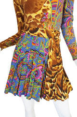 1990s Versace Jeans Couture Leopard Body Suit & Skirt