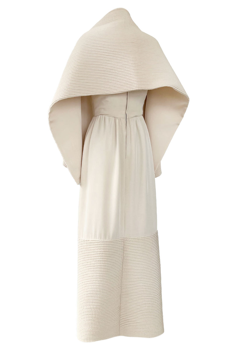 Mid 1950s to Early 1960s Christian Dior Demi-Couture Ivory Silk Strapless Dress & Stole