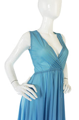 1970s John Kloss for Cira Blue Lingerie Dress