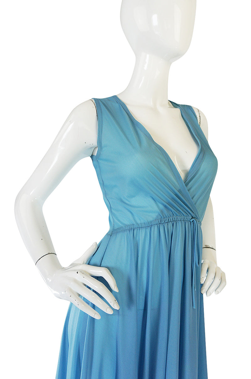 1970s John Kloss for Cira Blue Lingerie Dress