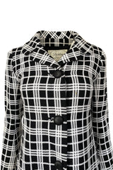 Spring 1970 Diorling by Christian Dior Numbered Mod Black & White Check Coat