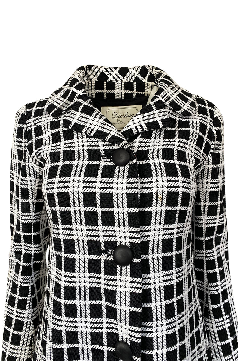 Spring 1970 Diorling by Christian Dior Numbered Mod Black & White Check Coat