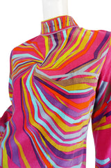1960s Spectacular Vivid Pink Swirl Pucci Velvet Dress