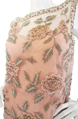 1960s French Hand Bead & Rhinestone Net Gown