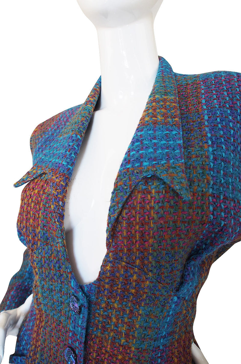 1980s Thierry Mugler Blue Boucle jacket