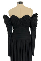 Spectacular 1970s Lanvin by Jules-Francois Crahay Off or On the Shoulder Draped Jersey Dress