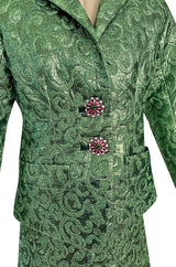 Fall 1989 Ady Couture Lausanne  Yves Saint Laurent Haute Couture Copy Green Metallic Suit