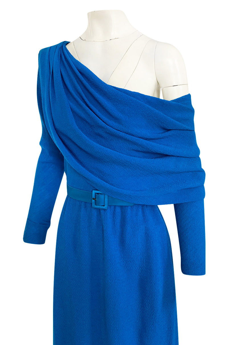 Important Spring 1993 Yves Saint Laurent Haute Couture One Shoulder Silk Crepe Dress