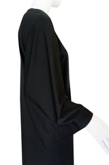 1970s Halston Simple & Chic Black Jersey Caftan Dress