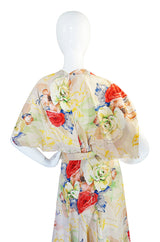 1930s Bias Cut Beautiful Floral Print Silk Flapper Gown