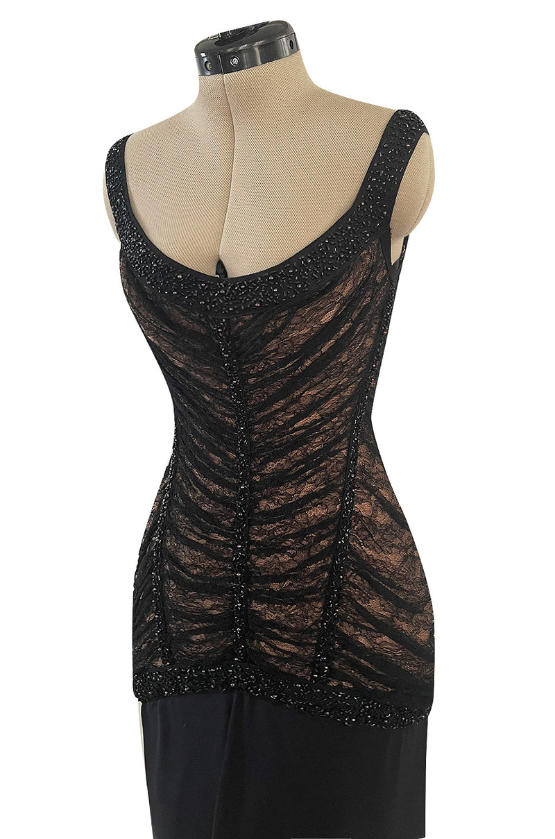Original Fall 1997 Herve Leger Couture Lace & Bead Bandage Fitted Blac Shrimpton Couture Original Fall 1997 Herve Leger Couture Lace & Bead Bandage Fitted Blac Shrimpton Couture