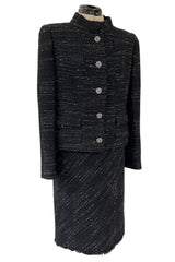 Chic Fall 2004 Chanel by Karl Lagerfeld Haute Couture Black & White Boucle Runway Dress & Jacket