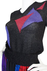Incredible 1970s Hanae Mori Silk Chiffon Skirt & Knit Top