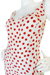 Fun 1970s James Galanos Red & White Dotted Jumpsuit