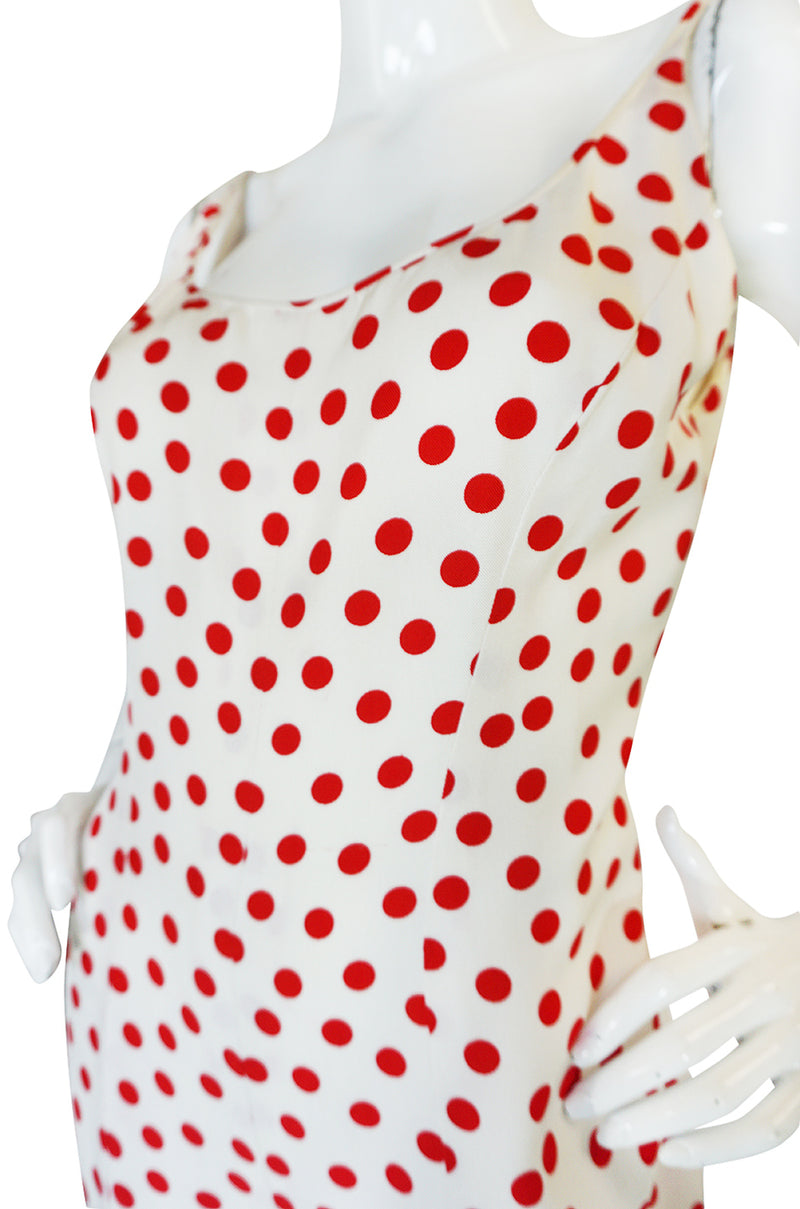 Fun 1970s James Galanos Red & White Dotted Jumpsuit