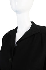 1970s Black Crepe Jean Muir Peplum Suit