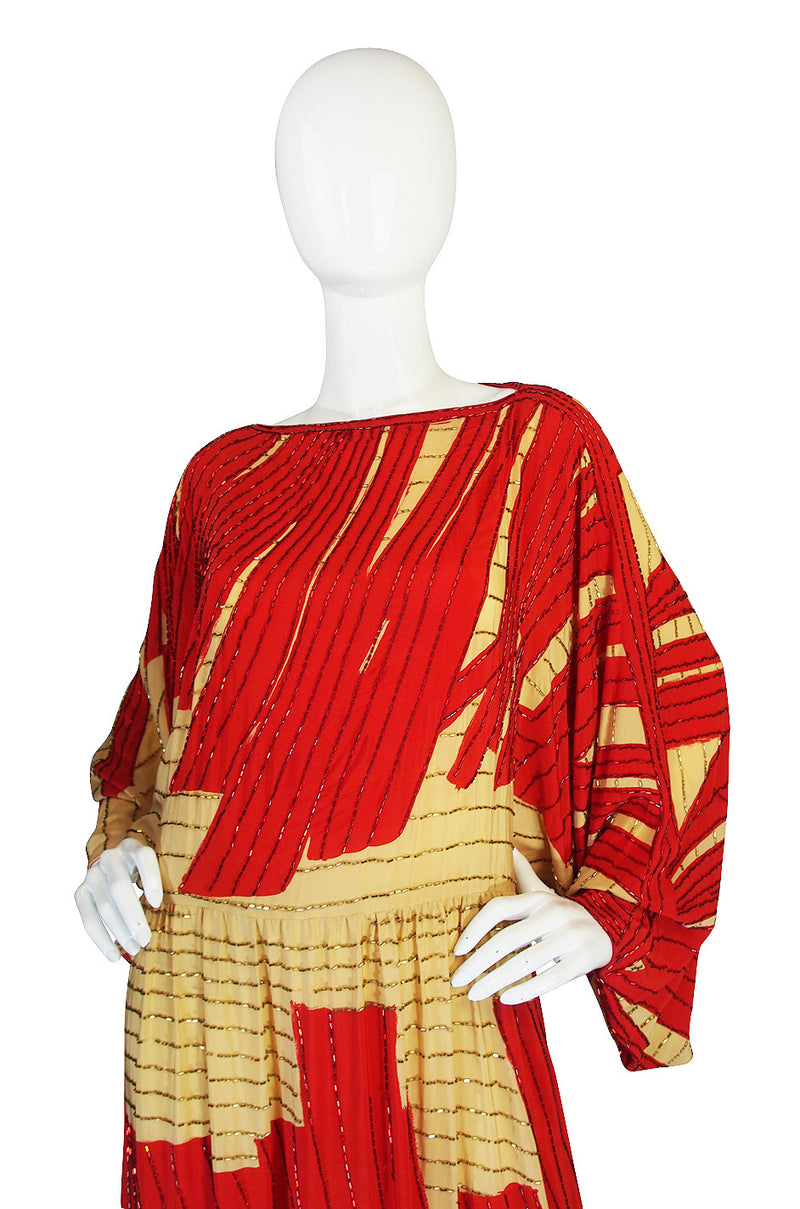 c.1980 Spectacular Michaele Vollbracht Bead Dress & Coat