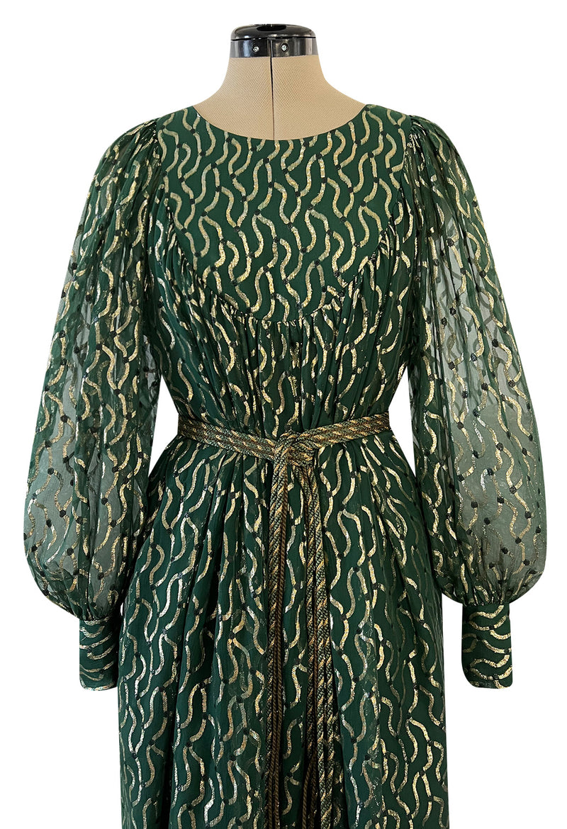 Extraordinary 1970s Christian Dior by Marc Bohan Gold Metallic Green S Shrimpton Couture Extraordinary 1970s Christian Dior by Marc Bohan Gold Metallic Green S Shrimpton Couture