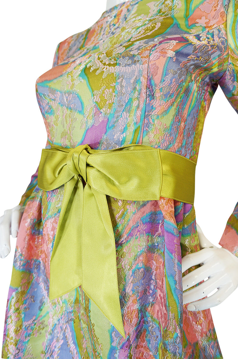 1960s Ferdinando Sarmi Metallic Pink & Gold Silk Brocade Dress