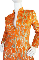 1960s Orange & Gold Metallic Silk Brocade Larry Aldrich