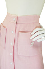 1960s Numbered Courreges Pink Skirt & Sweater Set