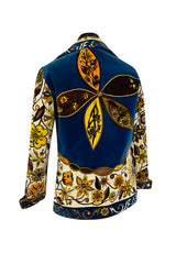 1960s Emilio Pucci Ivory, Yellow, Tan & Deep Blue Print Cotton Velvet Jacket