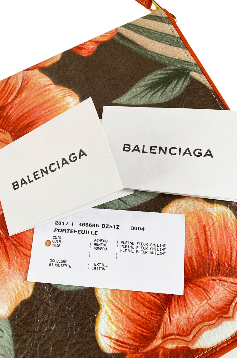 Spring 2017 Balenciaga Orange Blanket Flower Print Flat Large Clutch Bag