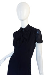 c1968 Guy Laroche Haute Couture Navy Silk Dress Ensemble