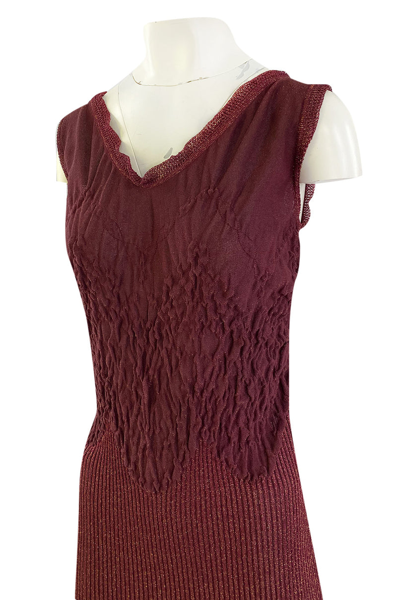 1990s Christian Lacroix Fitted Dress in a Deep Burgundy & Gold Metallic Knit