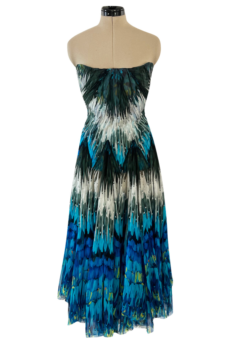 Stunning Spring 2003 Alexander McQueen 'Irere' Collection Silk Chiffon Runway Dress