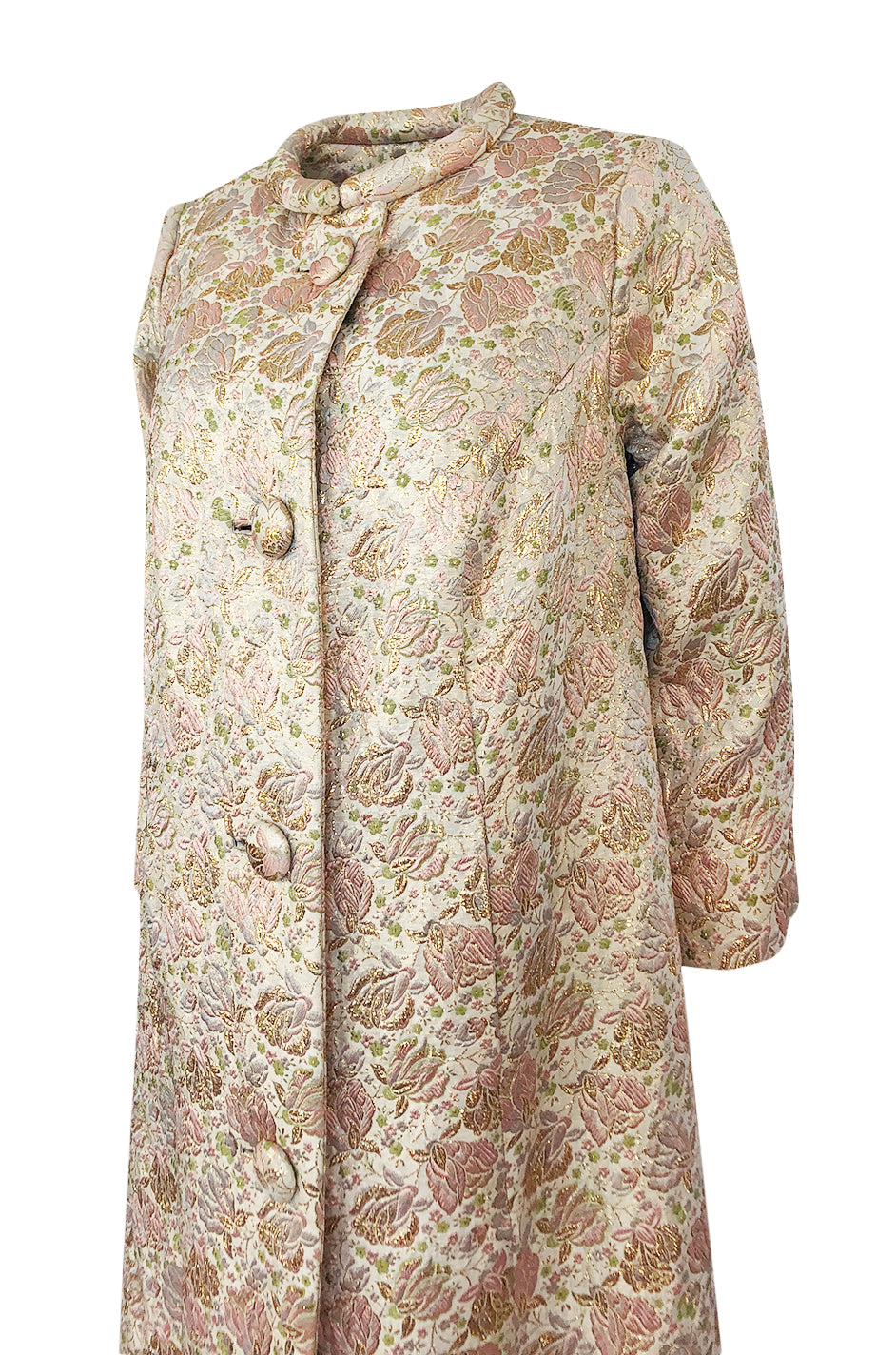 1960s Gold Brocade Evening Maxi Coat